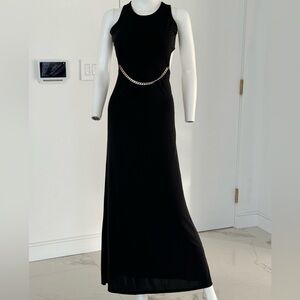 Maxi dress open low back scoop neck size XS Black sleeveless